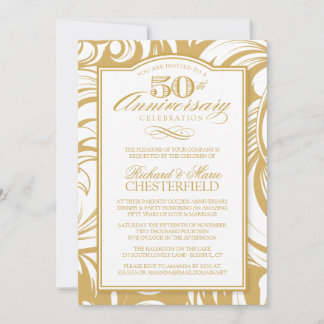 Party zum 50. Jahrestag Extravagant Goldene Einlad Einladung