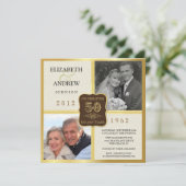 Party zum 50. Jahrestag Vintag 2 Foto Einladungen (Stehend Vorderseite)