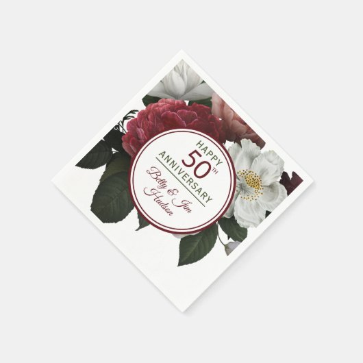 Party zum 50. Jubiläum mit Blumenbezeichnungen Serviette (Ecke)