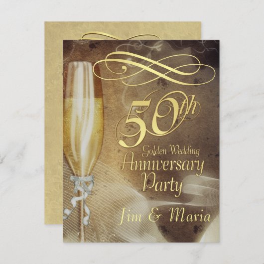 Party zum 50. Jubiläum - UAWG-Antwortkarten RSVP Karte (Vorne/Hinten)