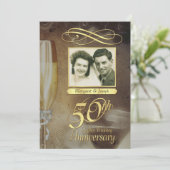 Party zum 50. Jubiläum Vintage Foto Einladungen (Stehend Vorderseite)