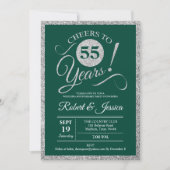 Party zum 55. Jubiläum - Smaragdgrünes Silber Einladung (Vorderseite)