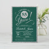 Party zum 55. Jubiläum - Smaragdgrünes Silber Einladung (Stehend Vorderseite)
