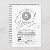 Party zum 5. Hochzeitstag - Silberweiß Einladung (Vorne/Hinten)