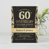 Party zum 60. Jubiläum - Gold Black Einladung (Stehend Vorderseite)