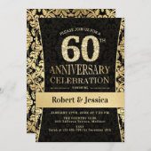 Party zum 60. Jubiläum - Gold Black Einladung (Vorne/Hinten)