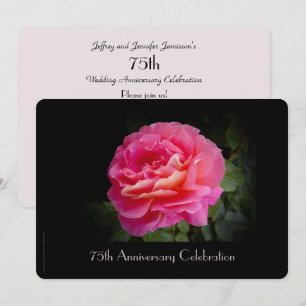 Party zum 75. Jubiläum Elegant Rosa Rose Blumen Einladung