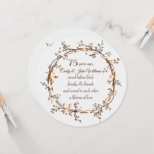 Party zum 75. Jubiläum Glühender Berry Kranz Einladung (Vorderseite/Rückseite Beispiel)