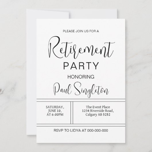 Party zum Abendessen für Männer Frauen im Ruhestan Einladung (Vorderseite)