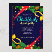 Party zum Abendessen in den Weihnachtsfarben einla Einladung (Vorne/Hinten)