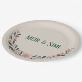 Party zum Abendessen mit grüner Blume Papierplatte Pappteller (Schrägansicht)