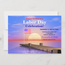 Party zum Arbeitstag - US-Flagge auf Dock Einladung