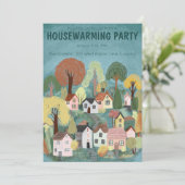 Party zum Aufwärmen des Niedlichen Dorfes Einladung (Stehend Vorderseite)