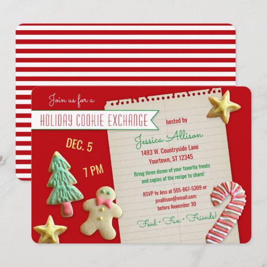 Party zum Austausch von Holiday Cookie Einladung (Vorne/Hinten)