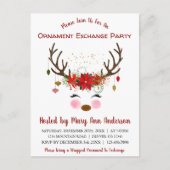 Party zum Austausch von niedlichen Rentieren Postkarte (Vorderseite)