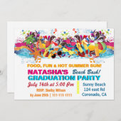 Party zum bunten Spaß Sommer Beach Graduation Einladung (Vorne/Hinten)