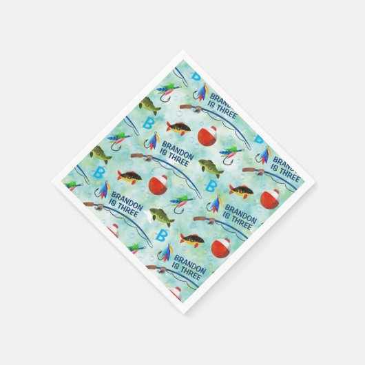 Party zum dritten Mal zum Thema Fischfang Serviette (Ecke)