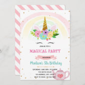 Party zum Einhorn Einladung (Vorne/Hinten)