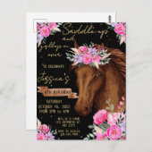 Party zum Geburtstag eines Aquarellpferdes Postkarte (Vorne/Hinten)