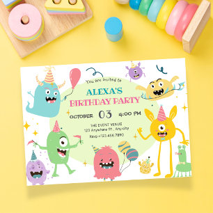 Party zum Geburtstag eines lustigen Monsters Einladung