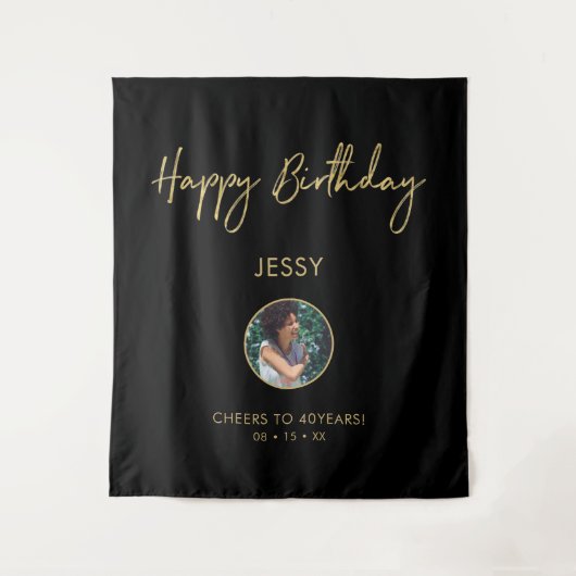 Party zum Geburtstag Foto im Hintergrund Wandteppich (Vorderseite)