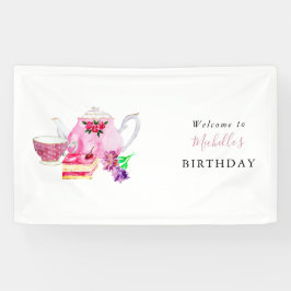 Party zum Geburtstag Tee Willkommensflora Banner