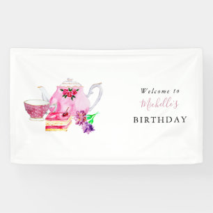 Party zum Geburtstag Tee Willkommensflora Banner