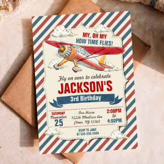 Party zum Geburtstag von Flugzeugen / Zeitfliegen Einladung