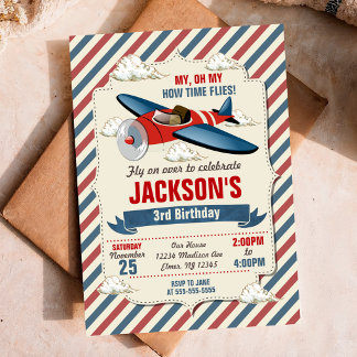 Party zum Geburtstag von Flugzeugen / Zeitfliegen Einladung