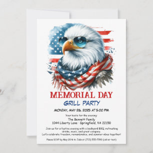 Party zum Gedenktag GRILLEN   Patriotic Back Grill Einladung