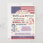 Party zum Gedenktag GRILLEN | Retro Patriotic Summ Einladung (Vorderseite)