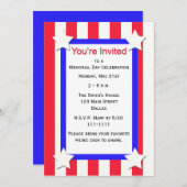 Party zum Gedenktag US Flagge Einladung (Vorne/Hinten)