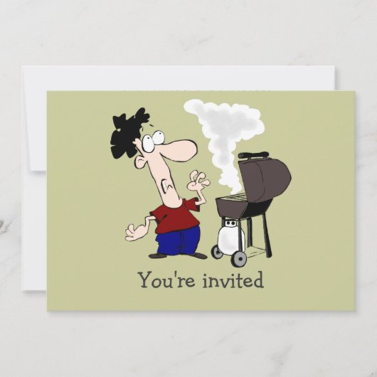 Party zum Grillabend des Vaters Einladung Cartoon (Vorderseite)