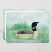 Party zum Jubiläum des Watercolor Loon Bird Einlad Einladung (Vorne/Hinten)