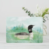 Party zum Jubiläum des Watercolor Loon Bird Einlad Einladung (Stehend Vorderseite)