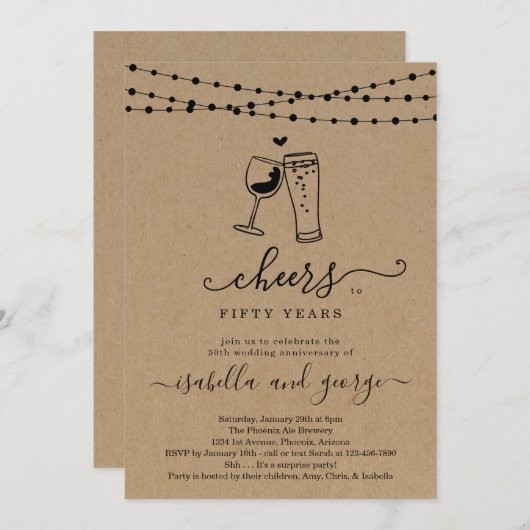 Party zum Jubiläum Wein & Bier - jedes Jahr Einladung (Vorne/Hinten)