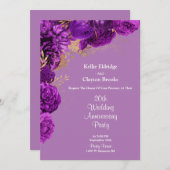 Party zum lila und goldenen Hochzeitstag Einladung (Vorne/Hinten)