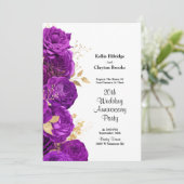 Party zum lila und goldenen Hochzeitstag Einladung (Stehend Vorderseite)