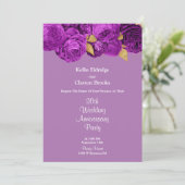 Party zum lila und goldenen Hochzeitstag Einladung (Stehend Vorderseite)