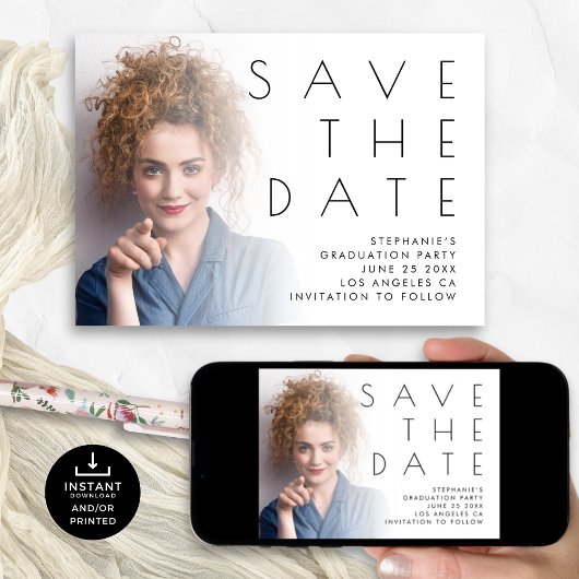 Party zum Minimalistischen Foto-Overlay Save The Date