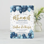 Party zum Rentenabend Blue Einladung (Stehend Vorderseite)