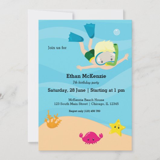 Party zum Schnorcheln Einladung (Vorderseite)