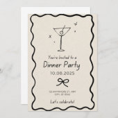 Party zum Schwarz und Beige einladen Einladung (Vorne/Hinten)