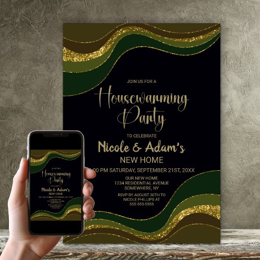 Party zum Schwarzen Glitzer Einladung