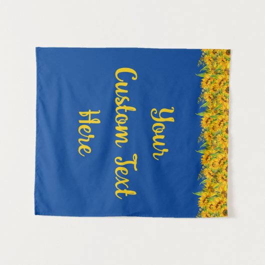 Party zum Sonnenblumen Hintergrund Custom Blue Wandteppich (Vorderseite (Horizontal))