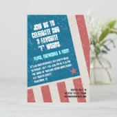 Party zum Tag der Unabhängigkeit der Grunge Einladung (Stehend Vorderseite)