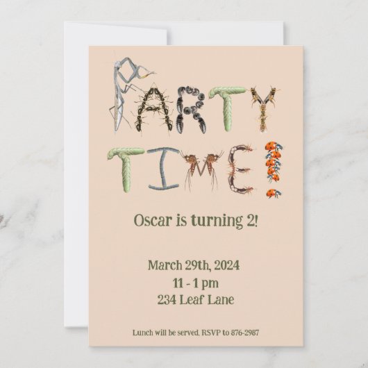 Party zum Thema Bug und Insekt Einladung (Vorderseite)