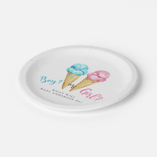 Party zum Thema Eiscreme Pappteller (Schrägansicht)
