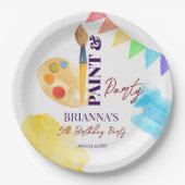 Party zum Thema Malerei und Party mit Monogramm Pappteller (Vorderseite)