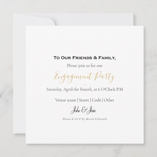 Party zur Ankündigung von geometrischen Goldringen (Rückseite)